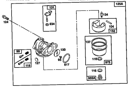 Carburetor 2 Diagram and Parts List for 124700-124799 7055 Briggs and Stratton Engine